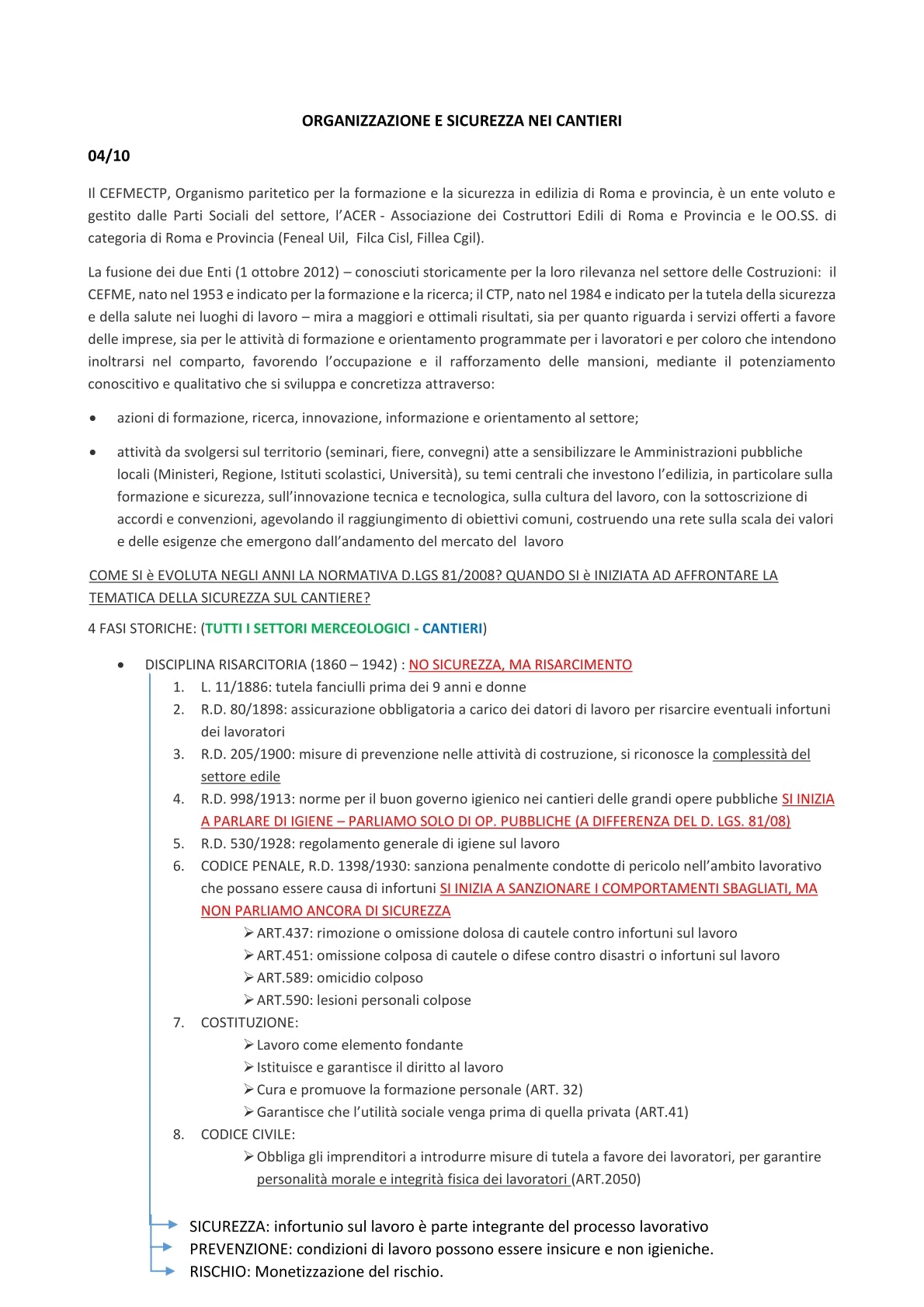 Organizzazione Cantiere