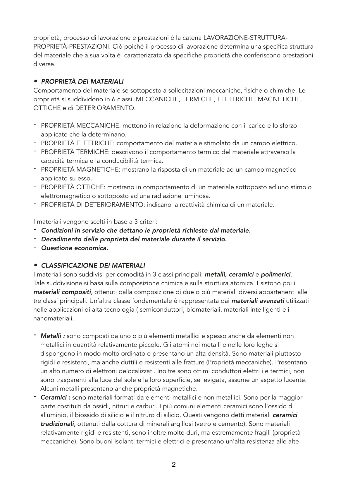 Tecnologia dei Materiali
