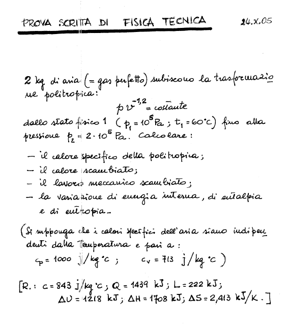 Fisica Tecnica - Esami Pratici